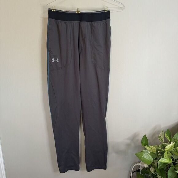 Womans Under Armour Semi Fitted Sweat Pants Gray M Combine training Blue Stitch - Picture 1 of 9